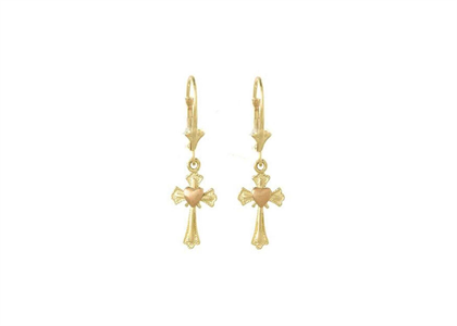 Plain Cross Lever Back Dangle Earrings